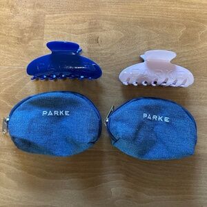2 PARKE Sprinkle and Denim Claw Clips Hair Plus Denim Cases